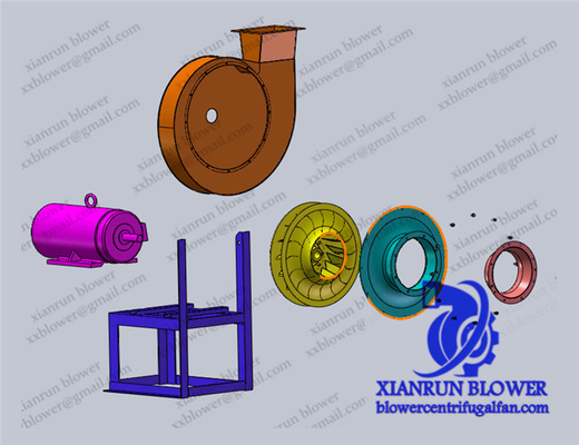 3000Pa -25425Pa Özel Endüstriyel Fan Üfleyici Tasarım Çizimleri Beton Dayanımı